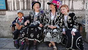 London\'s second royal family, the Pearly Kings and Queens are the mascots of the Harvest Festival.