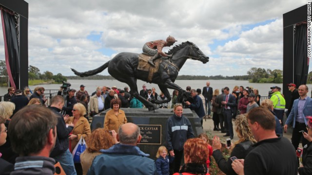 Black Caviar's exploits on the racetrack earned it a legion of loyal fans in Australia, many of whom turned up for the unveiling.
