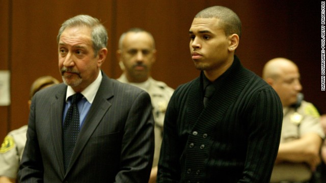 In April 2009, Brown pleads not guilty to felony charges of assault and making threats related to the Rihanna incident.