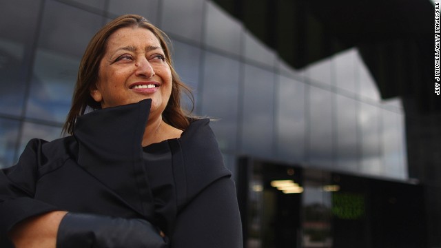 Architect Zaha Hadid, outside Glasgow's Riverside Museum, her first major public commission in the UK, in 2011.