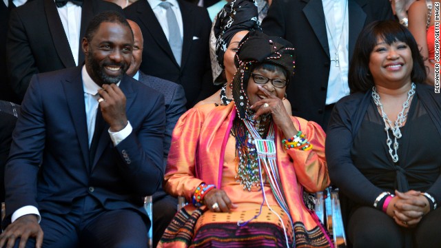 Elba with Winnie Madikizela-Mandela (center) and her daughter Zindzi at the movie's premiere.