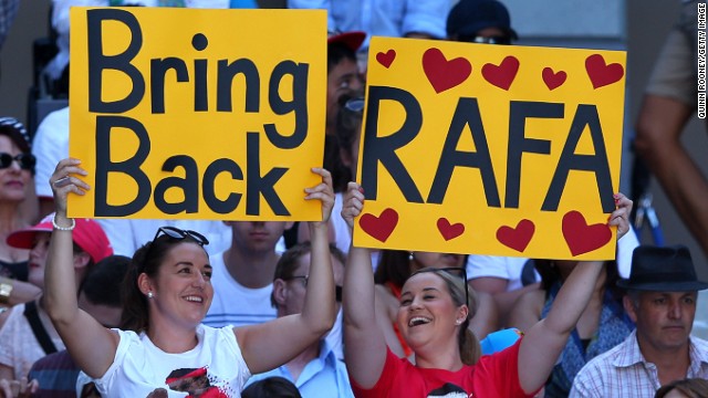 Despite his six-month absence because of a knee injury, Rafael Nadal was at the forefront of some supporters' minds when January's Australian Open took place without him. The Spaniard's withdrawal meant he dropped out of the top four for the first time since 2005. 