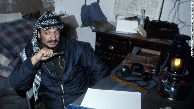 Arafat founded the group Al-Fatah in 1958, advocating for armed struggle against Israel. A decade later, the group joined the Palestine Liberation Organization, which was formed under the authority of the Arab League. Arafat, seen here in December 1968, was elected chairman of the PLO's executive committee in February 1969.