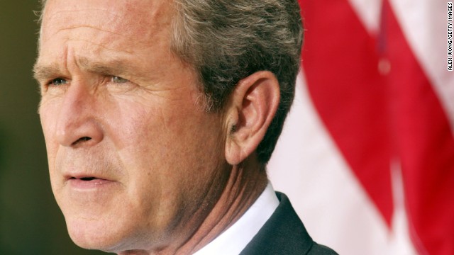 U.S. President George W. Bush announces his plan for peace in the Middle East on June 24, 2002. He called for Arafat's removal from power and the creation of a Palestinian state.