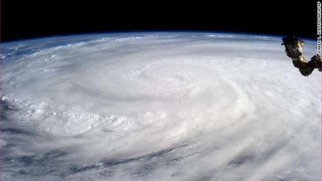 Astronaut Karen L. Nyberg took a picture of the typhoon from the International Space Station on November 9.