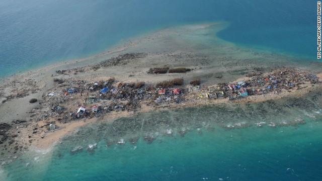 Buildings lie in ruins on Eastern Samar's Victory Island.