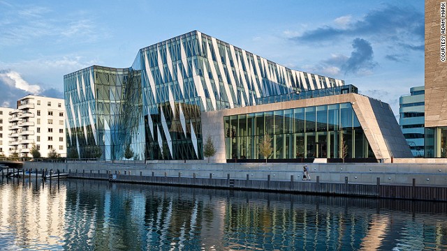 Architect: 3XN Architects.<!-- -->
</br>The Saxo Bank International Headquarters is home to the Danish online investment bank Saxo Bank. Its expressive design makes it clearly stand out from its surroundings.<!-- -->
</br>The slanting and irregularly ordered blocks of color on the facade look like the stripes of a zebra.