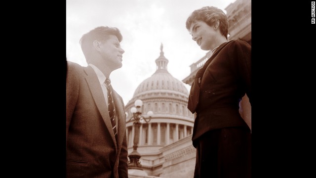 John F. Kennedy and Jacqueline Kennedy at the U.S. Capitol on May 6, 1954.