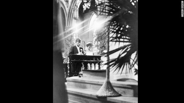 John Kennedy and Jacqueline Bouvier met in 1951 and after a brief engagement, they married in Rhode Island in the century-old church of St. Mary's on September 12, 1953. 