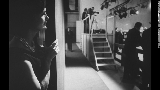 Jackie watches her husband during a presidential debate in September 1960.