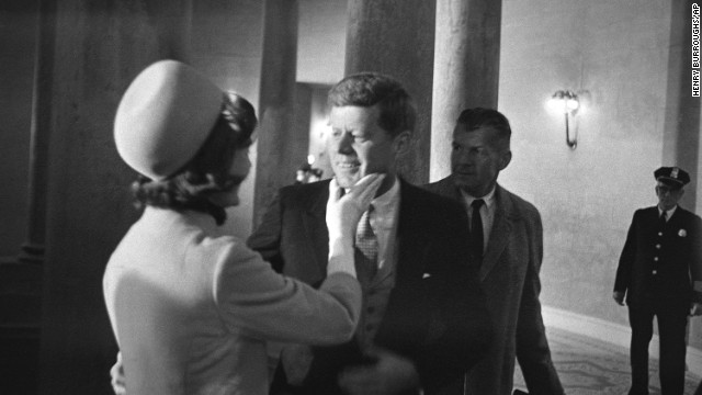 Jackie shares a moment with her husband before he became president, in January 20, 1961, in the rotunda of the Capitol. She became the youngest first lady in nearly 80 years. 