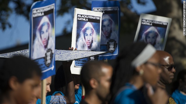 Demonstrators march to protest the acquittal of George Zimmerman in the killing of Florida teen Trayvon Martin this summer. 