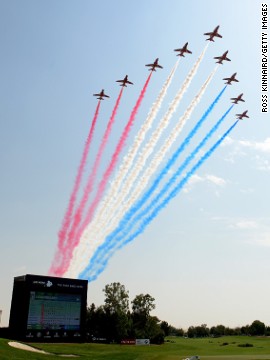 Dubai usually pulls out all the stops for the season-ending World Tour Championship and the Red Arrows staged a fly past before the action got underway at the Jumeirah course.