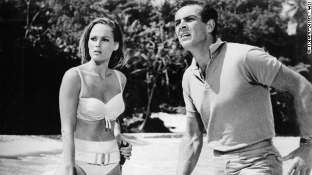 Sean Connery and Ursula Andress appear in a scene from the film "James Bond: Dr. No." The film premiered in the United States on May 8,1963, as the first James Bond film.