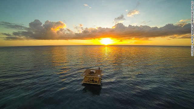 Well, not quite middle of the ocean. The underwater room is located 250 meters off shore. 