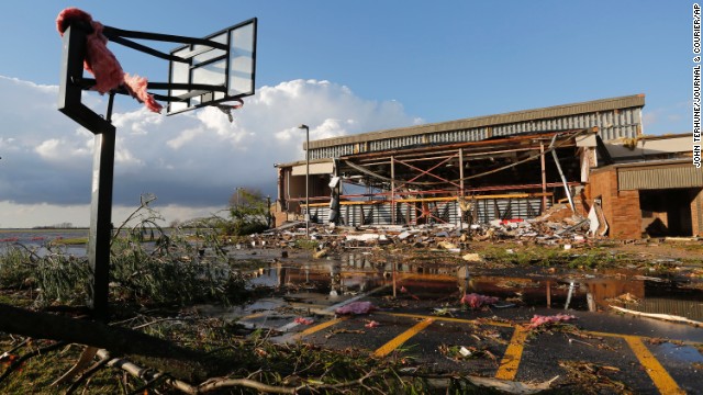 The south wall was ripped off the gymnasium at Southwestern Middle School in Lafayette, Indiana, on November 17.