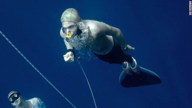 In May, Mevoli became the first American man to dive down to 100 meters with a single breath -- an achievement which brought him a third national record.