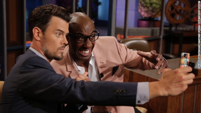 Duhamel and comedian JB Smoove take a selfie during a commercial break on "The Tonight Show with Jay Leno." 