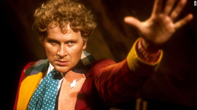 The no-nonsense Sixth Doctor, Colin Baker, took over in 1984. Despite his outlandish, colorful costume, he was one of the least approachable-seeming Doctors.