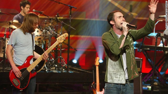 Levine performs with Maroon 5 on "The Tonight Show with Jay Leno" in Burbank, California, in 2004.