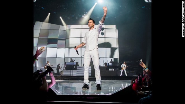 Levine and Maroon 5 perform at the Staples Center in Los Angeles on March 15.