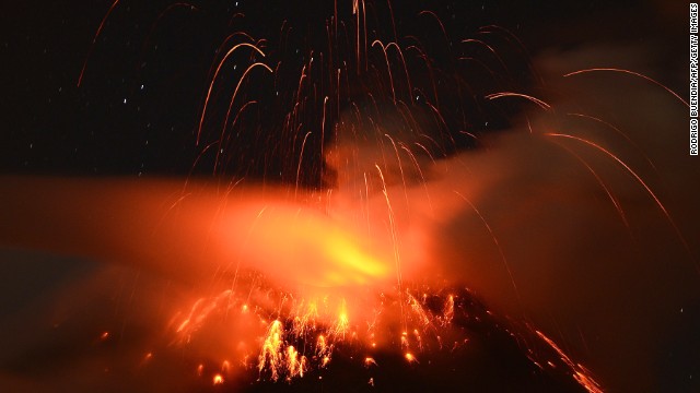 The Tungurahua volcano is seen on December 20, 2012. The volcano has been in eruption since 1999. 