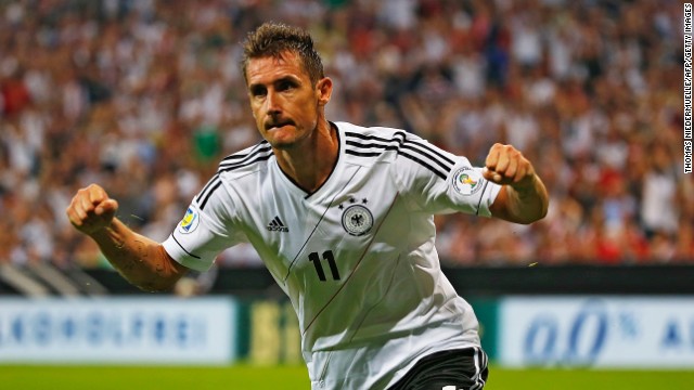 Miroslav Klose, 35, looks set to feature in a fourth World Cup after helping Germany cruise through qualifying. Klose is the country's joint-top scorer on 68 goals alongside Gerd Muller.