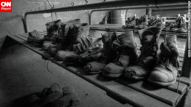 These dusty boots are just a few of the forgotten artifacts they found in this coal-breaking plant in Pennsylvania.