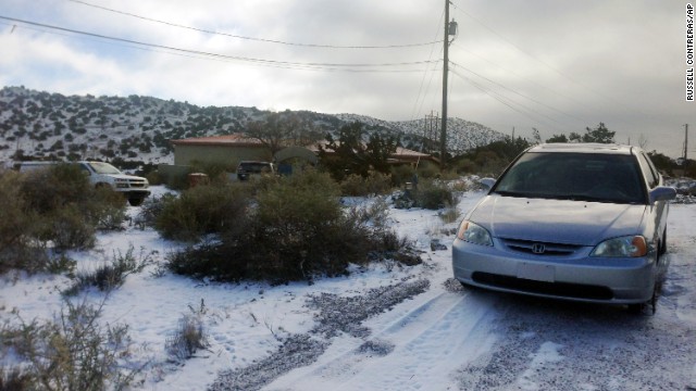 Snow covers the ground in Placitas, New Mexico, on November 25.