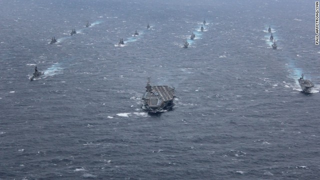 Led by the huge Nimitz-class carrier, this year's AnnualEX 2013 war games brought together dozens of warships from both navies to test their ability to work effectively in a volatile region.