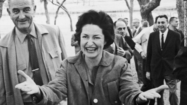 Lady Bird Johnson, shown in 1963, made highway beautification her cause as first lady.