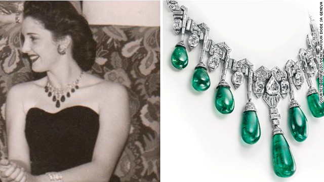 Van Cleef &amp; Arpels was a high-society favorite. Princess Faiza of Egypt is pictured here with her own emerald and diamond necklace made by the brand. 