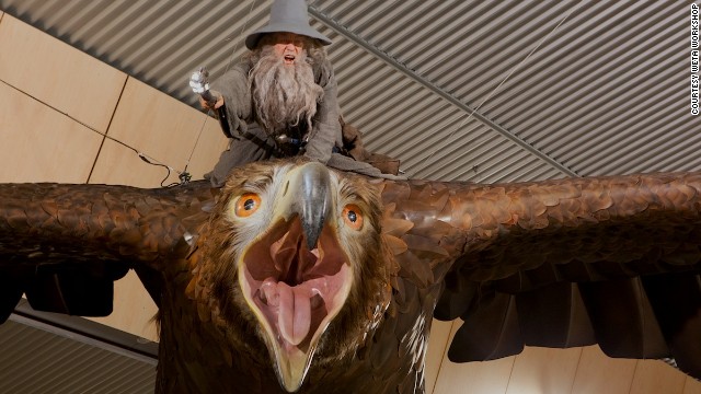 Wellington International Airport's new installation features two realistic "great eagles" from "The Hobbit: The Desolation of Smaug." The sculptures were created by Wellington's Weta Workshop -- the same team that built props and designed physical effects for "The Hobbit" and "The Lord of the Rings" trilogies. 