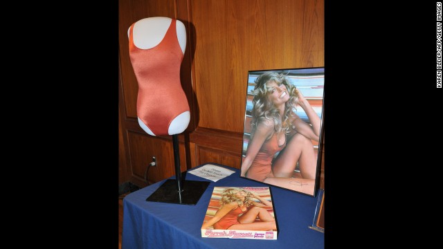 To many, Fawcett will always be best known for this pinup poster, which sold a reputed 12 million copies after its release in 1976. The poster and the red swimsuit she wore were enshrined in the Smithsonian Museum in February 2011.