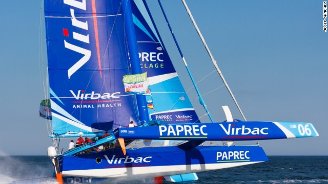Here, the vessel Virbac-Paprec MOD70 looks a nanosecond away from capsizing as she masters a course at speed during June's La Route des Princes race from Spain to France via Ireland and the UK, as taken by Josep Sanchez.