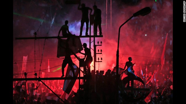 <strong>July 3:</strong> Opponents of Egyptian President Mohamed Morsy celebrate in Cairo after Morsy was ousted in a military coup.