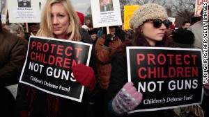 Thousands marched in Washington for gun control in January last year after the Sandy Hook school murders.