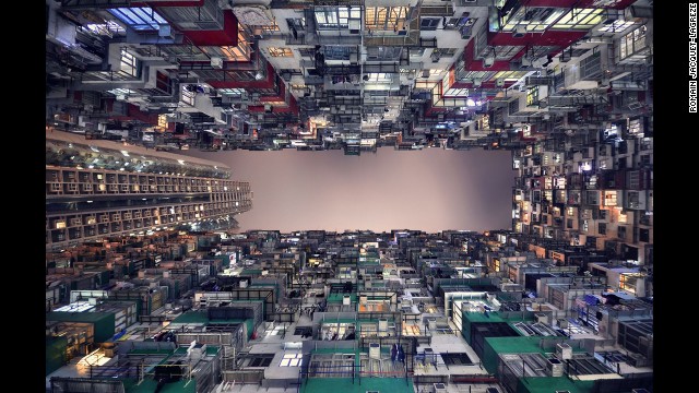 <strong>May 3:</strong> Hong Kong skyscrapers, as seen from the ground floor.