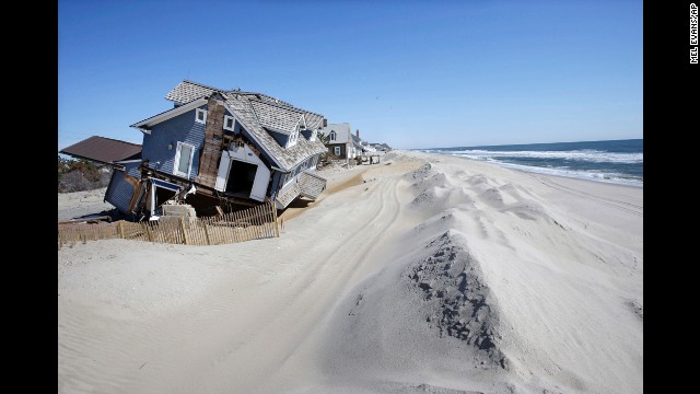 <strong>April 25:</strong> Homes severely damaged by Hurricane Sandy are seen in Mantoloking, New Jersey, six months after Sandy devastated the Jersey shore and New York City and pounded coastal areas of New England.