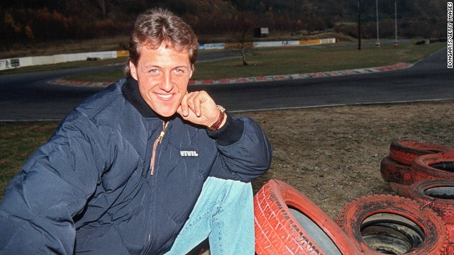 Schumacher made his F1 debut in 1991. Shortly after making his bow, the German posed for this photograph at the go-kart circuit in his hometown of Kerpen where he began his racing career.