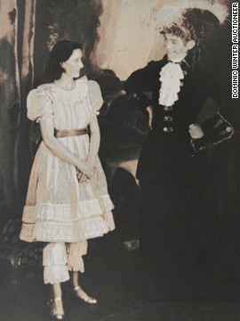 A signed image of Princess Margaret and Cyril Woods on stage in Old Mother Red Riding Boots in 1944.