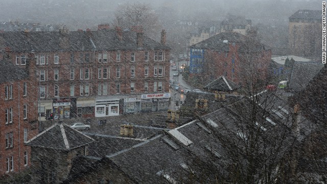 Snow sweeps through Glasgow, Scotland, on December 5.