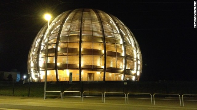 The Large Hadron Collider is located at CERN, the European Organization for Nuclear Research, near Geneva, Switzerland. This is CERN's Globe of Science and Innovation, which hosts a small museum about particle physics inside. The ATLAS experiment is housed underground nearby. 