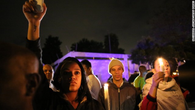 A candlelight vigil is held December 5 outside Mandela's Johannesburg home.