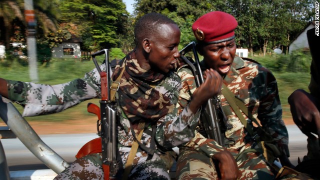 Seleka soldiers patrol Bangui on December 5. 