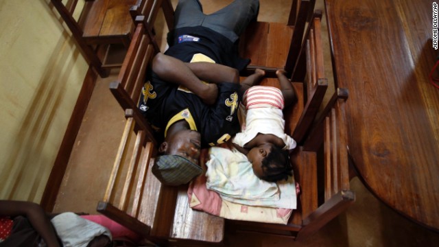 Civilians seek shelter in a Catholic church in Bangui on December 5.