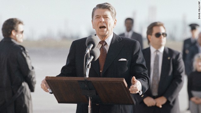 U.S. President Ronald Reagan pauses at Los Angeles International Airport to comment on the explosion. In 1992, the United Nations Security Council imposed sanctions on Libya over Libya's refusal to hand the suspects over for trial in a Scottish court. Those sanctions were suspended in 1999 when Libya turned the men in. 