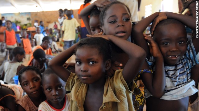 Children play inside Bangui's Saint-Bernard Church, where their families took refuge following the wave of deadly violence, on December 7.