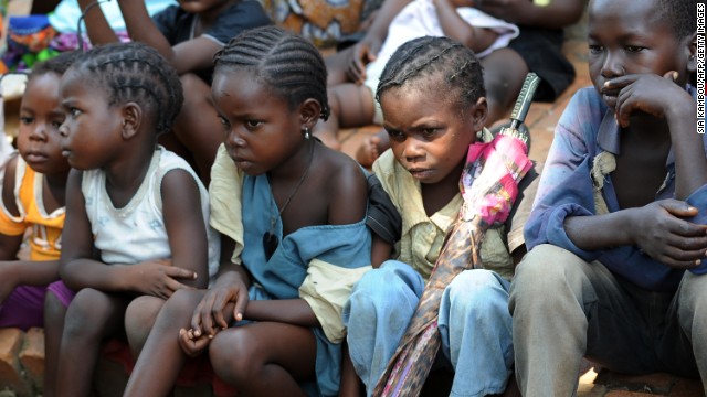 Children attend a mass given by the Archbishop of Bangui at Saint-Paul's parish on Sunday, December 8.