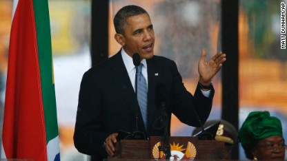 Obama pays tribute at Mandela memorial 